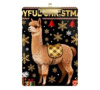 Merry Christmas Alpaca Black A4 Paper Clip Board Transparent for Legal Women Basketball Coaches Size 9 x 12