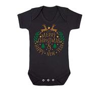 Merry Christmas and a Happy New Year Baby Grow Vest, 3-6 Months, Black