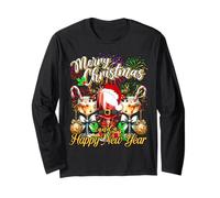 Merry Christmas and A Happy New Year Firework Wine Glasses Long Sleeve T-Shirt