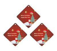 Merry Christmas And Happy New Year Car Air Freshener, 3 Pcs Rhombus Hanging Air Freshener Cards, Long Lasting Fragrance Scented Cards for Car, Home, Office Black-style