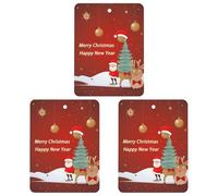Merry Christmas And Happy New Year Car Air Freshener, 3 Pcs Square Hanging Air Freshener Cards, Long Lasting Fragrance Scented Cards for Car, Home, Office Gray-style