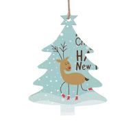 Merry Christmas and Happy New Year Patterned wooden ornaments, a set of 6 decorations, suitable for hanging on Christmas trees and fireplaces.