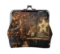 Merry Christmas And Happy New Year Printed Coin Purse Pouch-Mini Coin Wallet,Change Purse,Leather Coin Pouch Holder For Woman Girls, Black, One Size, Modern,european Style, Retro
