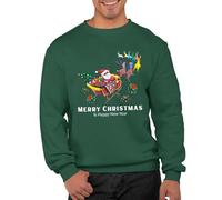 Merry Christmas and Happy New Year Sweatshirt Adults Novelty Ugly Sweaters Xmas Jumper Day Funny Rude Sexy Matching Pullover Christmas Collection Star Sweater for Men Women(Bottle Green, XL)