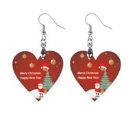 Merry Christmas And Happy New Year Wooden Earrings for Women, Vintage Elegant Wood Jewelry, Lightweight Earrings for Wedding, Party, Everyday Jewelry Gift, Star, Wood, wood