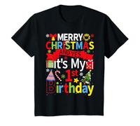 Merry Christmas and Yes It's My First 1st Birthday Xmas Kids T-Shirt