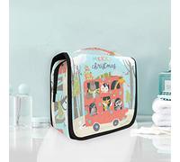 Merry Christmas Animal World Hanging Foldable Toiletry Cosmetic Bag Makeup Travel Organizer Bags Case for Women Girls Bathroom
