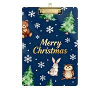 Merry Christmas Animals Water Color Blue A4 jobsite clipboard Transparent for Softball Coaches clipboard Teacher Size 9 x 12
