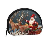 Merry Christmas Art Printed Coin Purse Pouch-Shell Pouch Wallet,Mini Storage Bag,Cosmetic Bagholder for Woman Girls