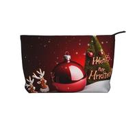 Merry Christmas Art Printed Corduroy Makeup Bag for Travel & Daily Use, Stylish Pouch Purse Case Cosmetic Bags Organizer for Women