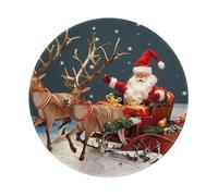 Merry Christmas Art Printed Gaming Mouse Pad 1 PCS, Round Non-Slip Rubber Base Laptop Mousepad Desk Mat for Gamer, Office, Home