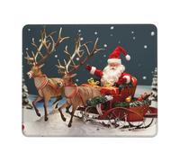 Merry Christmas Art Printed Gaming Mouse Pad 9.5x7.9 Inches, Non-Slip Rubber Base Laptop Mousepad Desk Mat with Stitched Edges for Gamer, Office, Home