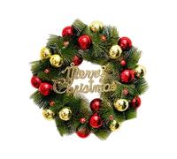 Merry Christmas Artificial Pine Wreath, Dark Green Front Door & Wall Hanging, Maintenance-Free Decor, Reusable for Home Interior/Exterior & Christmas Party Ambiance