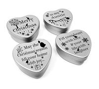 Merry Christmas Auntie Gift Set of 4 mini chocolate filled heart shaped tins in a small box for your Auntie this Xmas Fill your heart with love & laughter at Christmas