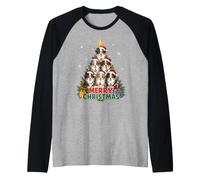 Merry Christmas Aussie Xmas Australian Shepherd Raglan Baseball Tee