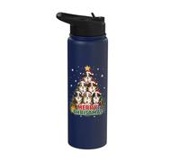 Merry Christmas Aussie Xmas Australian Shepherd Stainless Steel Insulated Water Bottle