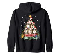 Merry Christmas Aussie XMAS Australian Shepherd Zip Hoodie