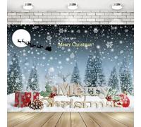 Merry Christmas Backdrop Snowfall Snowflake Pine Cone Xmas Trees Background Photography Forest Xmas Eve Night Moon Adult Family