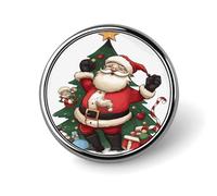 Merry Christmas Badge Holder Personalized Round Badge with Picture Pin Aluminum Alloy Button Pin Exquisite Brooch Fashion Button Badges Clothes Decorative Pins