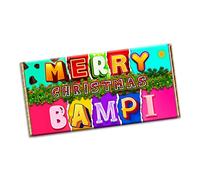 Merry Christmas Bampi Chocolate Bar Gift Wrapper Gift Present For lover husband wife boyfriend girlfriend friend mate relative (#1421) (without chocolate bar)