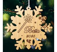 Merry Christmas Bauble Personalised Christmas Baubles Wood Ornaments 2025 Xmas Tree Decorations Custom Keepsake (Snowflake)
