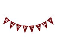 Merry Christmas Be Merry Banner, Black Red Plaid Letters Xmas Paper Card Bunting Decoration for Indoor Fireplace Wall Tree