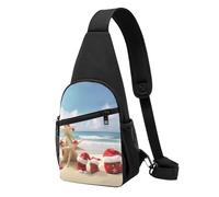 Merry Christmas Beach prin Printed Sling Backpacks Casual Crossbody Shoulder Bag Chest Pack for Men Women
