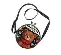 Merry Christmas Bear Black Anti Theft Crossbody Bag for Ladies Comfort with Adjustable Strap Small Shoulder Bag Go shopping Canvas Messenger Purse