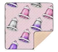 Merry Christmas Bells Pink Large Sturdy Baby Play Mat for Indoor Outdoor Waterproof Foldable Infant Play Activity Mat for Baby Kids Toddlers Infants, 50'' x 50''