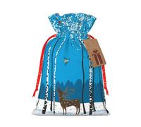 Merry Christmas Birch Tree Print Drawstring Bags Burlap Gifts Bag With Drawstring Gift Bags For Wedding/Party/Festival/Storage