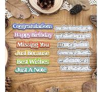 Merry Christmas Birthday Best Wishes Greeting Card Metal Die Cuts,Congration Miss You Cutting Dies Cut Stencils DIY Scrapbooking Decorative Embossing Paper Scrapbooking Card Making