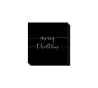 Merry Christmas Black & Gold Script Luncheon Napkins 3Ply 33cm - Pack of 20