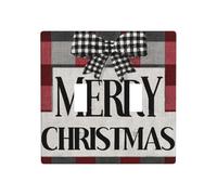 Merry Christmas Black White Checkered Bow Double Gang Toggle Light Cover Wall Plate Switch Decor Standard Size - 11.4x11.4cm
