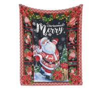 Merry Christmas Blanket Santa Claus, Soft Cozy Flannel Blanket for Home Bed Sofa Couch, 30 x 40 Inch