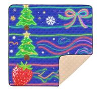 Merry Christmas Blue Fluorescent Snowman Large Sturdy Baby Care Play mat for Floor Waterproof Foldable Infant Play Mat for Baby Toddler Infant, 50'' x 50''alfombras para jugar