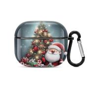 Merry Christmas Bluetooth Earbuds Case Cover Full Body Shockproof Protection Hard Case Support Wireless Charging with Keychain Personalized Gift for AirPods 3