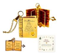 Merry Christmas Book Necklace for Christmas，Gold