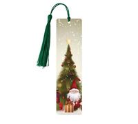 Merry Christmas Bookmarks Gifts, Wood Bookmark for Women Men Handmade Book Mark for Book Lovers, Wood Tags Reading Page Markers Rectangle Shape Ornaments with Tassels