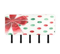 Merry Christmas Bow Polka Bot Wall Key Holder with Mail Organizer & 5 Self-Adhesive Hanging Key Rack for Room Decor Entryway Hallway
