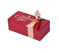Merry Christmas Box With Ribbon Bow Party Gift Paper Boxes For Wrapping Decorations 12 * 6 * 4cm(Red)