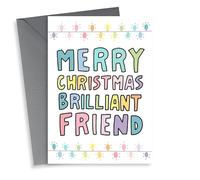Merry Christmas Brilliant Friend - Rainbow Christmas Card for best friend