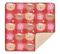 Merry Christmas Brown Bear Soft Thick Baby Play mat Foldable for Indoor Outdoor Lightweight Foldable Infant Play Mat for Babies Infants Toddlers, 50'' x 50''alfombras para jugar Bebes