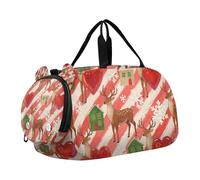 Merry Christmas Brown Elk Kids Duffel Bag with Shoes Compartment Large Capacity Overnight Weekender Carry On Travel Bag for Beach Swim Bags Pool Sports