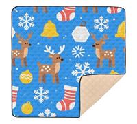 Merry Christmas Brown Elk Soft Padded Baby Care Play mat for Indoor Outdoor One-Piecing Foldable Padded Play Mat for Baby Kids Toddlers Infants, 50'' x 50''