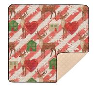 Merry Christmas Brown Elk Soft Thick Baby Girl Play mat for Floor Portable Foldable Newborns Kicking Mat for Newborns Babies Infants Toddlers, 50'' x 50''