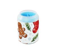 Merry Christmas Brown Gingerbread Reusable Dog Foot Cleaner Cup Soft Silicone Bristles Feet Cleaning Kit for Small Medium Dogs & Cat Breeds limpiador de patas para perro