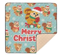 Merry Christmas Brown Squirrel Large Non-Slip Baby Playmat for Indoor Outdoor Portable Foldable Tummy Time Activity Mat for Babies Infants Toddlers, 50'' x 50''