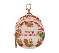 Merry Christmas Brown Squirrel Newborned Girl Pacifiers Holder Case with Zipper and Clip Wristlet Wallet Key Holder, Neutral Baby Items