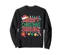 Merry Christmas Bruh Funny Red Buffalo Plaid Boys Kids Teens Sweatshirt