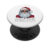 Merry Christmas Bruh Funny Santa Claus Retro Men Women Kids PopSockets Adhesive PopGrip
